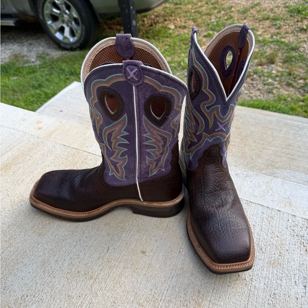 Twisted X steel toe Brown and Purple Western Boots
